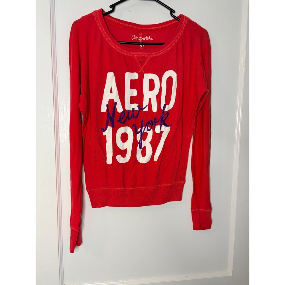 Aeropostale Womens Graphic Long Sleeve Tee Aero 1987 New York Small S